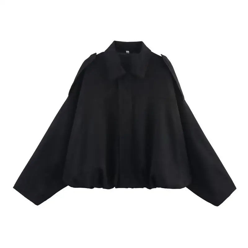 Elaris™ | Oversized Structured Gathered-Hem Jacket