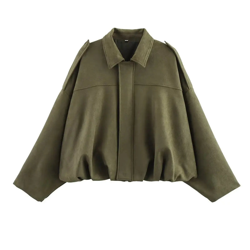 Elaris™ | Oversized Structured Gathered-Hem Jacket