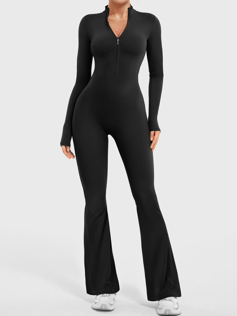 SF Belle Long Sleeve Zipper Flared Jumpsuit