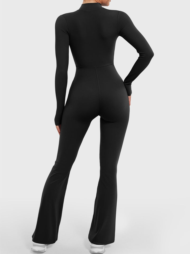 SF Belle Long Sleeve Zipper Flared Jumpsuit